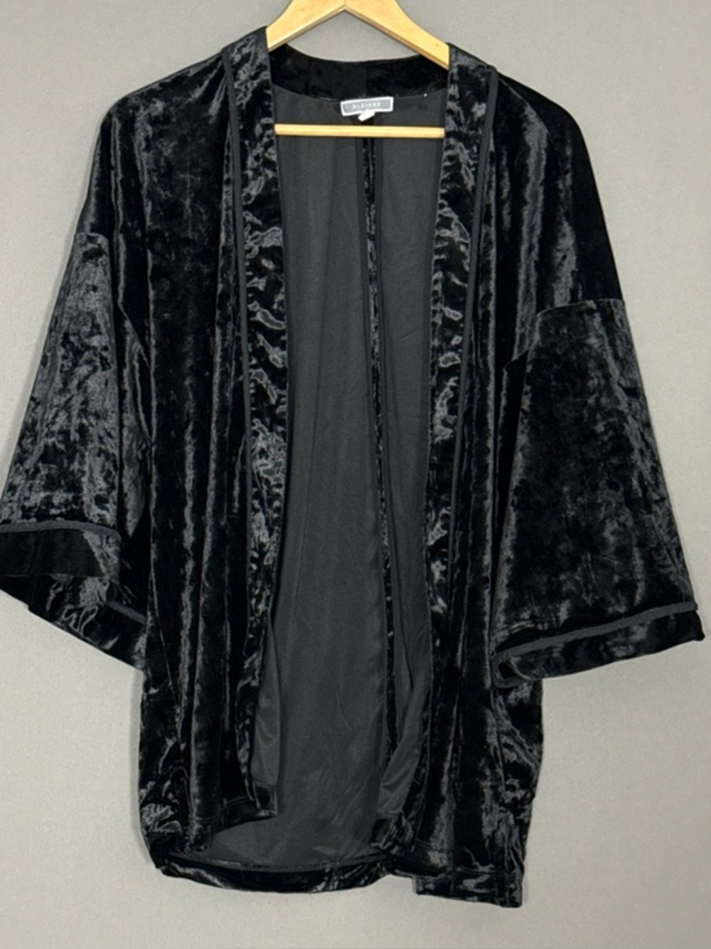 Pleione Anthropologie Black Velvet Kimono Cardigan Open Front M Witchy Boho